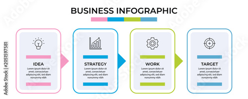 Fotografie Business Info Graphic Design Template Vector With Icons And 4 Options Or Steps