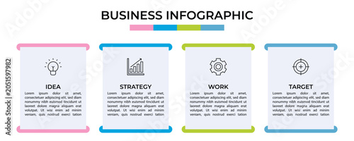 Business Info Graphic Design Template Vector With Icons And 4 Options Or Steps.