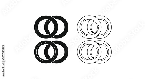 Interlocking Circles Design Black And White Silhouette