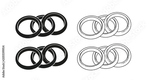 Interlocking Rings Silhouette Black And White Graphic Design