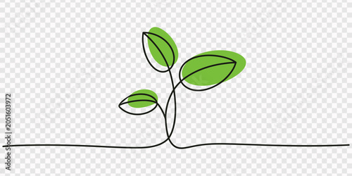 Obraz na plátně Continuous line design of illustration of plant growth