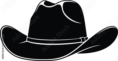 Black silhouette of a classic cowboy hat isolated on white