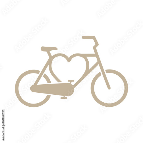 Vector illustration of a bicycle with a heart-shaped frame, symbolizing love for cycling