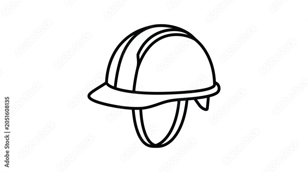 Fototapeta premium Construction helmet line drawing on a white background