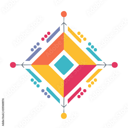 Colorful geometric abstract mandala icon