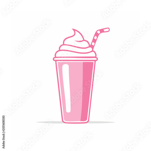 Pink milkshake with whipped cream and straw icon