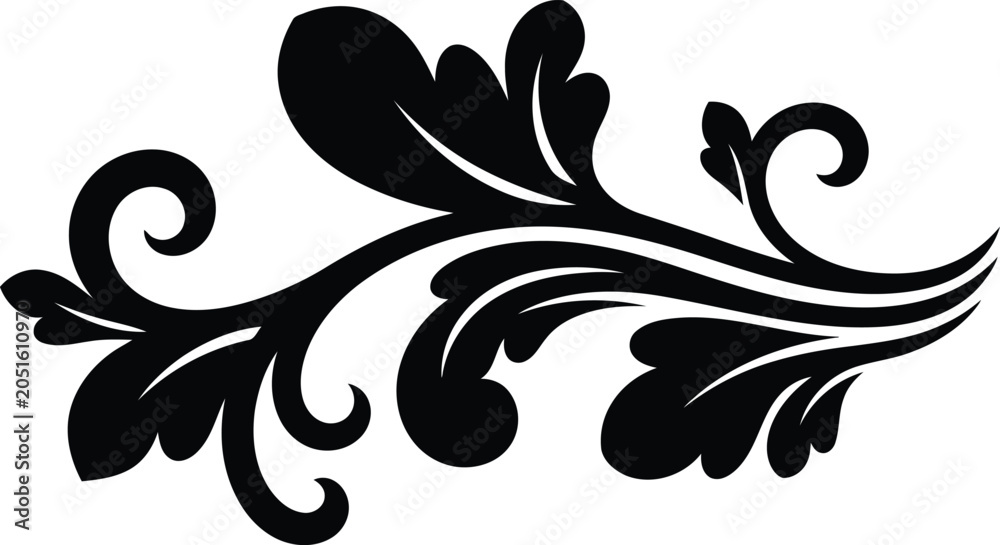 Fototapeta premium Black decorative floral ornament scroll graphic with ornament, flourish