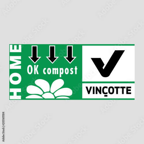 OK Compost Home Vincotte Green Certification Badge – Compostable Biodegradable Label