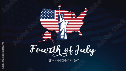 Patriotic American Eagle with Flag and Fireworks on Fourth of July Background