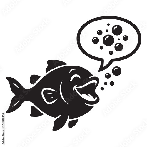 Fish Underwater Blowing Speech Bubbles in Clean Minimal Silhouette Design