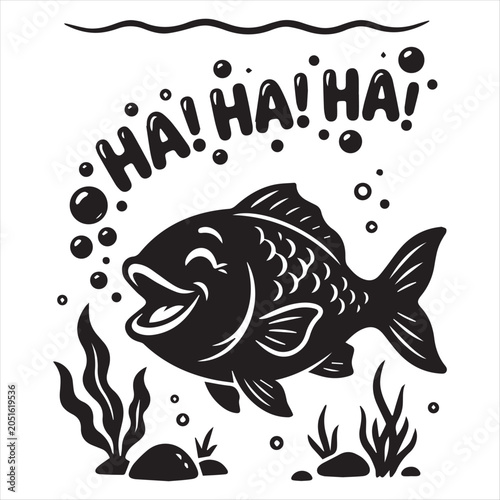 Fish Underwater Blowing Speech Bubbles in Clean Minimal Silhouette Design