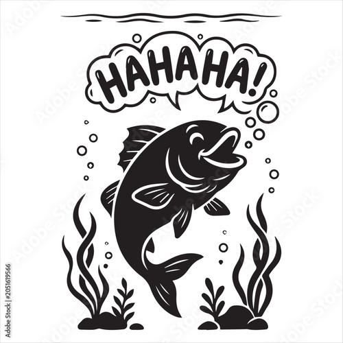 Fish Underwater Blowing Speech Bubbles in Clean Minimal Silhouette Design
