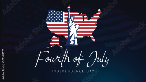 American flag eagle patriotic Fourth of July celebration banner with fireworks dark background