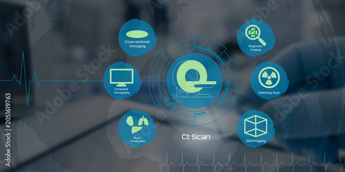 Bild auf Leinwand Modern medical imaging technologies including CT scan radiology diagnostic tools