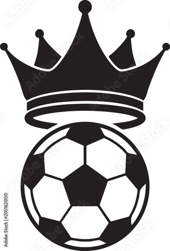 Black silhouette of a soccer ball with a crown on top