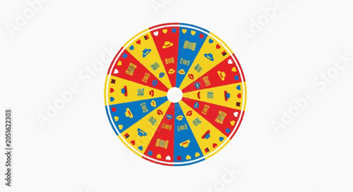 Colorful Wheel of Fortune with Office and Business Icons in Flat Design Style