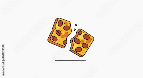 Two Slices of Cheese Pizza with Pepperoni Toppings on White Background Vector Illustration