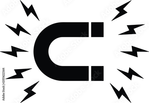 Bild auf Leinwand Horseshoe magnet with electric discharges for physics education and science illu