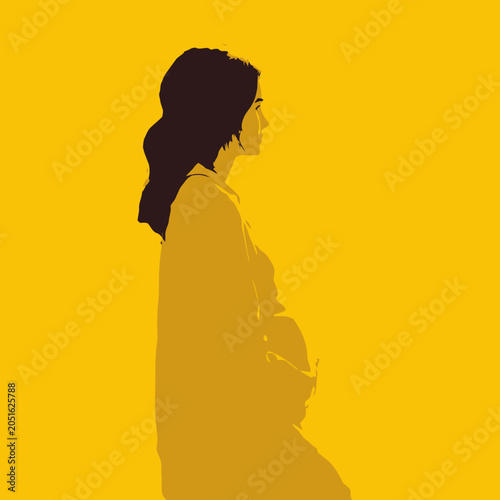 Valokuva Pregnant Woman Silhouette Profile View.