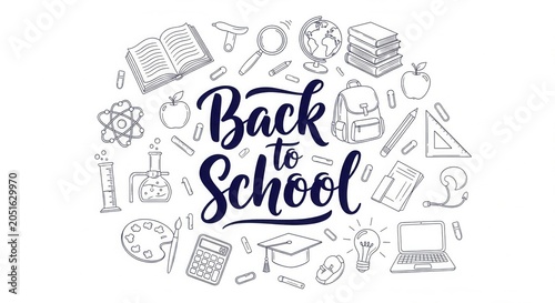 Back to School Calligraphy with Hand Drawn Education Doodles