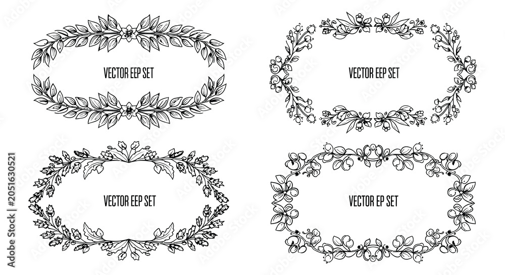 Fototapeta premium Floral ornament with baroque elements black vector illustration on white background