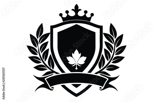 crest coat of arms border heraldic frame silhouette line art vector illustration