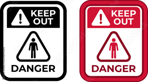 Danger keep out sign icon with person silhouette in triangle hazard