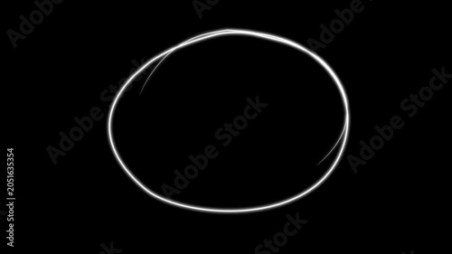 Set of animated hand-drawn circle lines on black background.