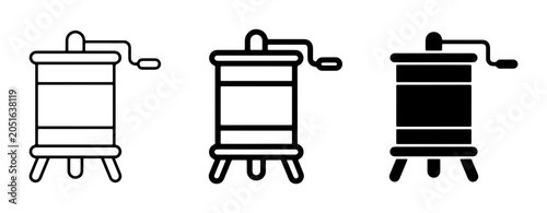 Foto Butter Churn Icons, Vintage Kitchen Appliance Vector Graphics, Farmhouse Equipme