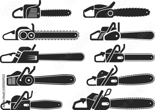 chainsaw silhouette vector set tool designs for print and web