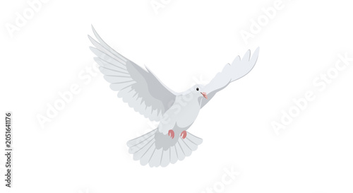 Quadro su tela White Dove Flying Isolated on White Background, Symbol of Peace and Freedom