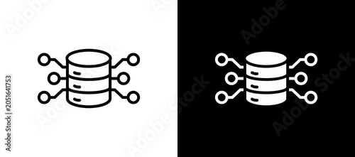 Data Stream Icon Set In Black And White Filled Style Collection