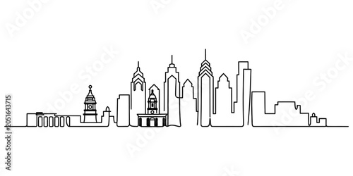 Foto Philadelphia city skyline continuous line drawing illustration Vector, illustrat