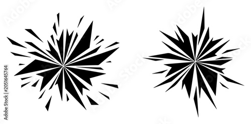 Photos Sharp geometric starburst explosion elements in abstract shattered style