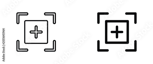 Foto Camera focus icon vector illustration, photography targeting frame symbol for autofocus, shooting precision and media technology design