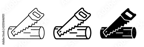 Obraz na plátně Sawing Wood Icons, Carpentry Tools, Timber Cutting, Construction Symbols