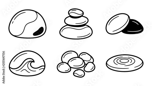 Canvas Print Zen Stones, Spa Rocks, Balance Stack, Water Ripple, Nature Elements, Vector Icon