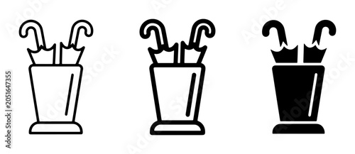 Foto Umbrella Stand Icons, Vector Set, Entrance Hall Decor, Weather Protection Tools
