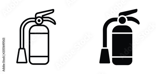 Quadro su tela Fire extinguisher icon with white background, emergency safety equipment symbol for fire prevention, protection and industrial security design