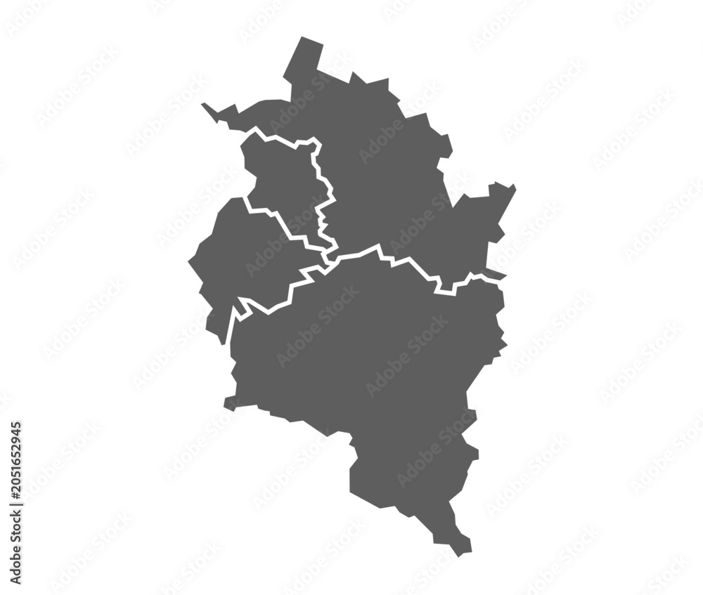 Obraz premium Vorarlberg state map with all districts in solid gray color