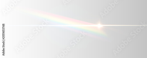 Quadro su tela Rainbow light streaks shine through a prism crystal overlay