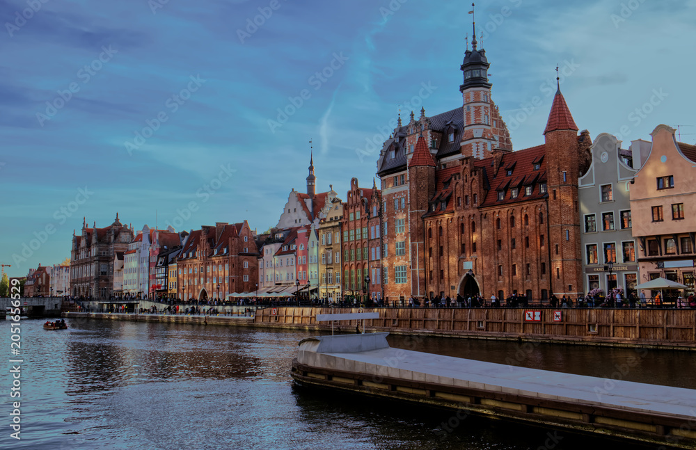 Fototapeta premium Gdansk, Poland, old town on the Motlawa River.