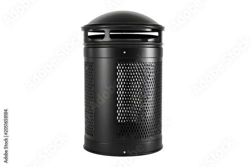 Trashcan Black Metal Mesh Outdoor Garbage Bin for Public Park Design
