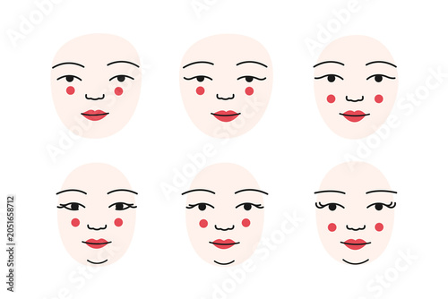 Cartoon simple illustration of woman face. Contour line illustration for beauty salons, cosmetics.