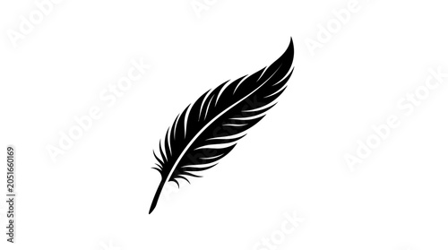 Fotografi Feather Silhouette Against White Background Minimalist Graphic Design