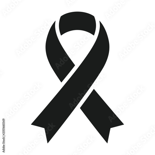 Schilderij op canvas Black mourning ribbon symbol with mourning sympathy condolence remembrance illus