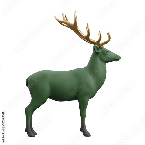 Green Deer with Golden Antlers