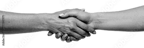 Two hands handshake gesture halftone