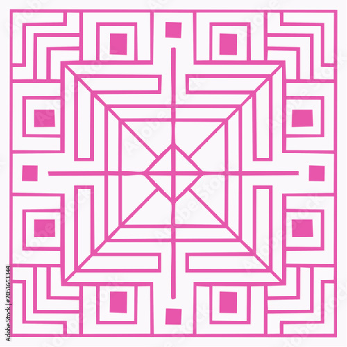 Pink geometric pattern on white background