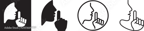 Silent Please Keep Quiet Shh Icon Set.